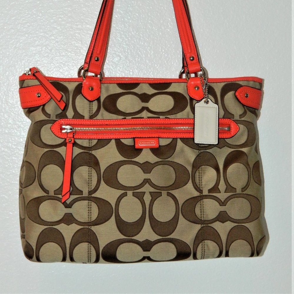 Coach Monogram Zip Top Tote